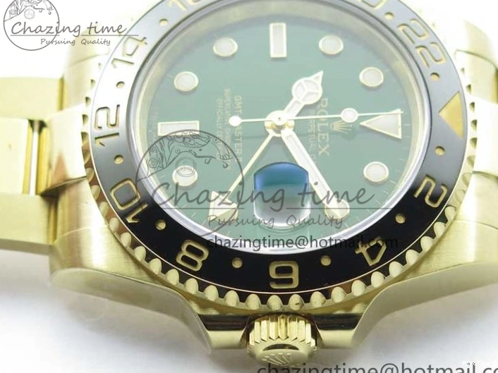 MiroTime 0202 TravelReady GMT Master II 116718 LN Black Ceramic 316L Steel GMF 1:1 Best Edition Green Dial on YG Bracelet A 2960